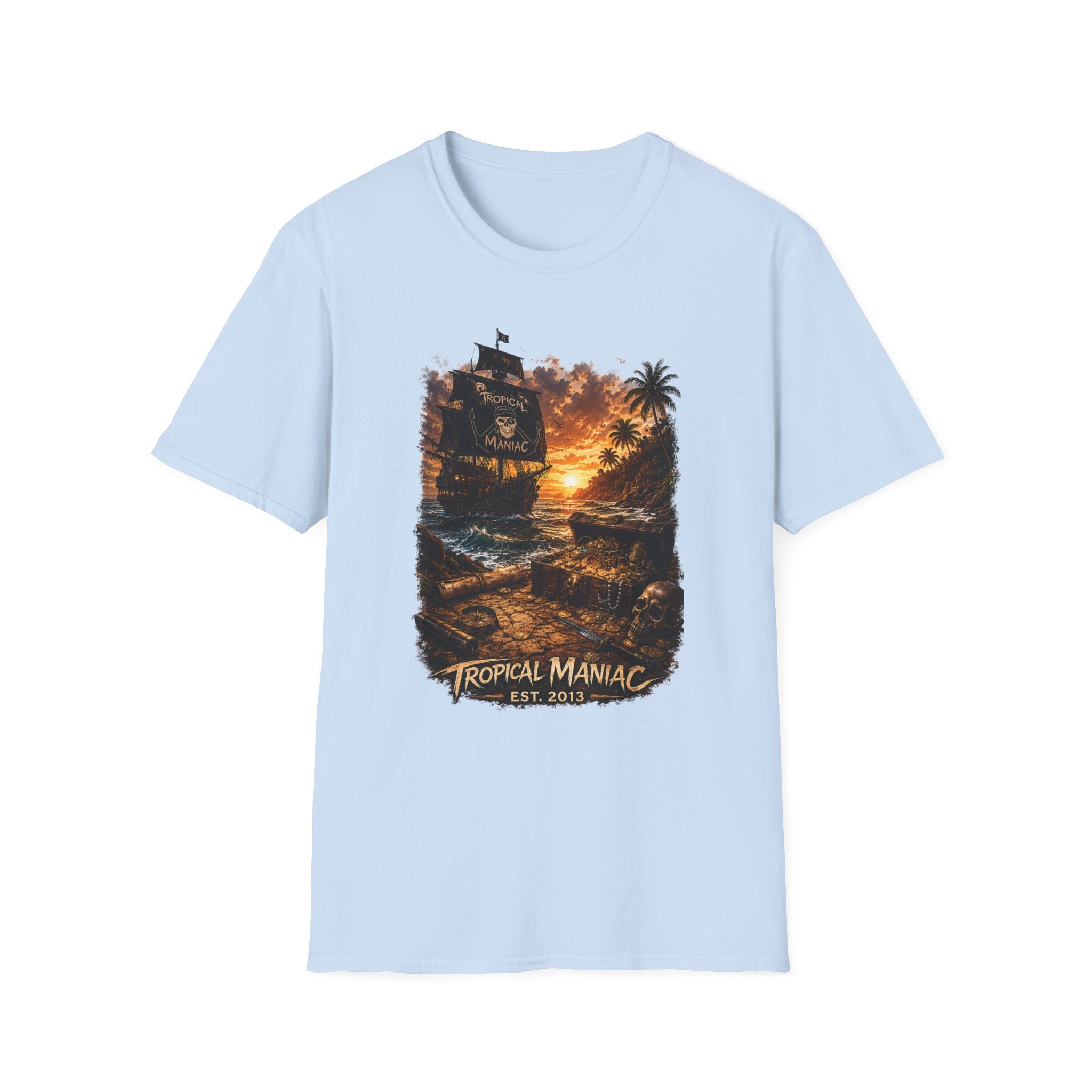 Tropical Maniac Sunset Pirate Ship T-Shirt